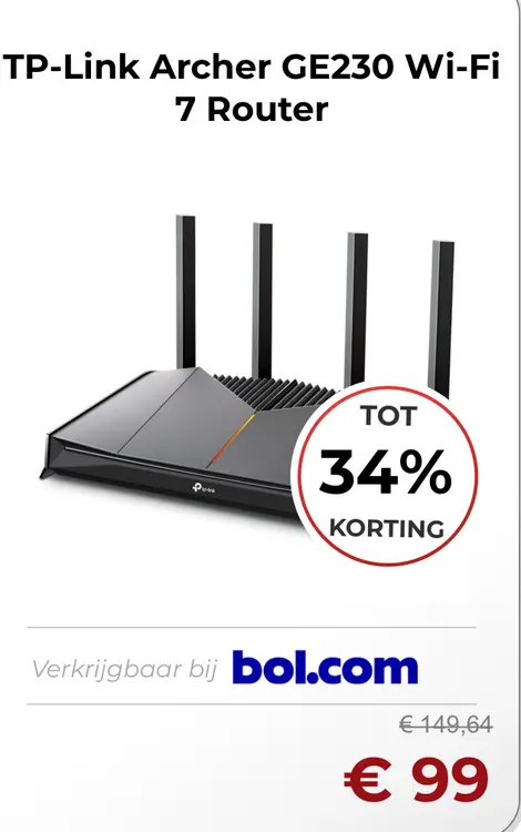 Aanbieding: Archer GE230 Wi-Fi 7 Router