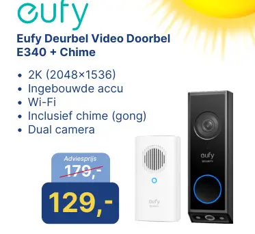 Aanbieding: Deurbel Video Doorbel E340 + Chime