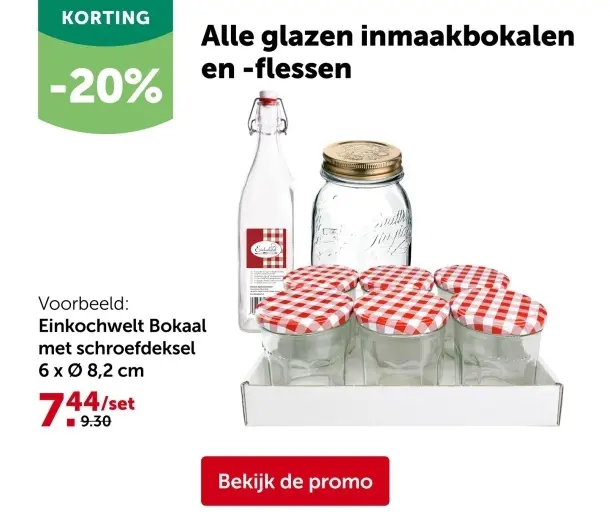 Promotie: Alle glazen inmaakbokalen en -flessen