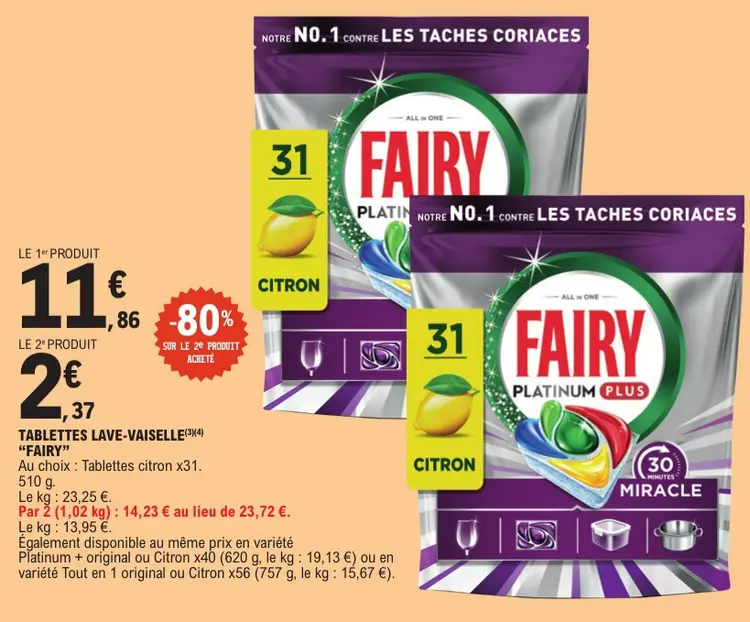 Offre: Tablettes lave-vaisselle "FAIRY"