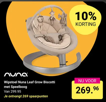 Aanbieding: Wipstoel Nuna Leaf Grow Biscotti