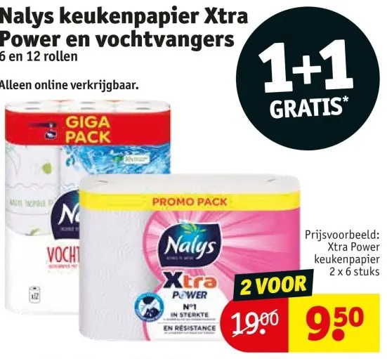 Aanbieding: Nalys keukenpapier Xtra Power en vochtvangers