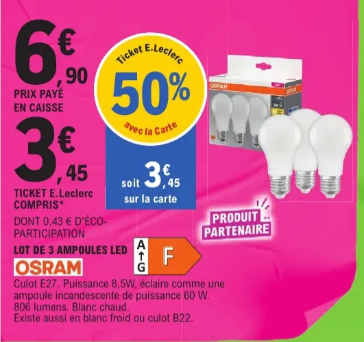 Promotie: Lot de 3 ampoules led