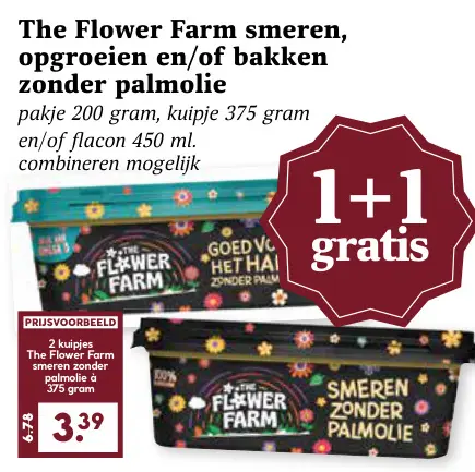 Aanbieding: The Flower Farm smeren, opgroeien en/of bakken zonder palmolie