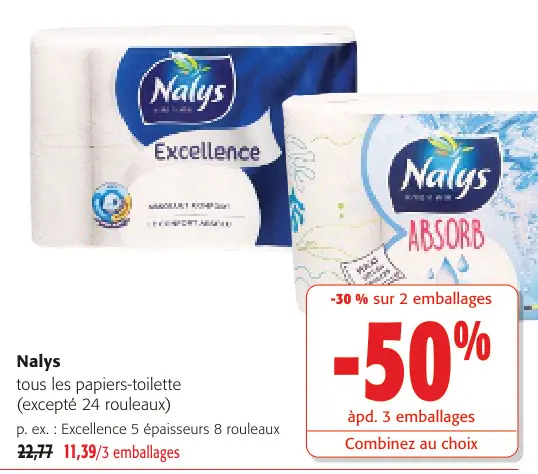 Offre: tous les papiers-toilette