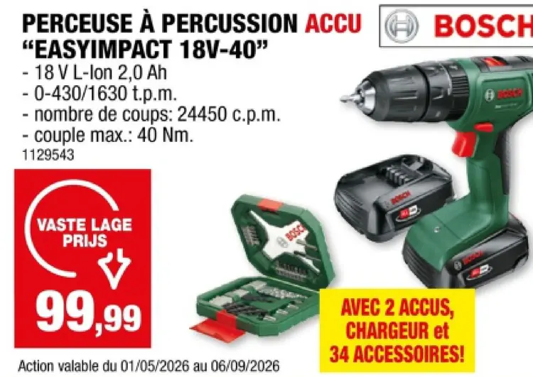 Offre: Perceuse à percussion accu "easyimpact 18v-40