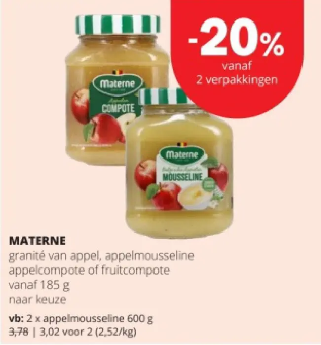 Promotie: Granité van appel, appelmousseline appelcompote of fruitcompote