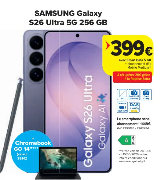 Offre: Galaxy S26 Ultra 5G 256 GB