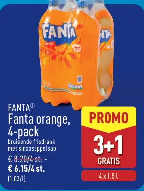 Promotie: Fanta orange, 4-pack