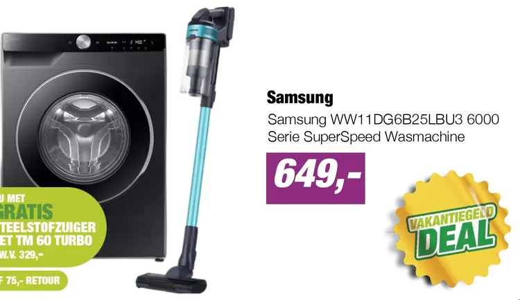 Aanbieding: Samsung WW11DG6B25LBU3 6000 Serie SuperSpeed Wasmachine