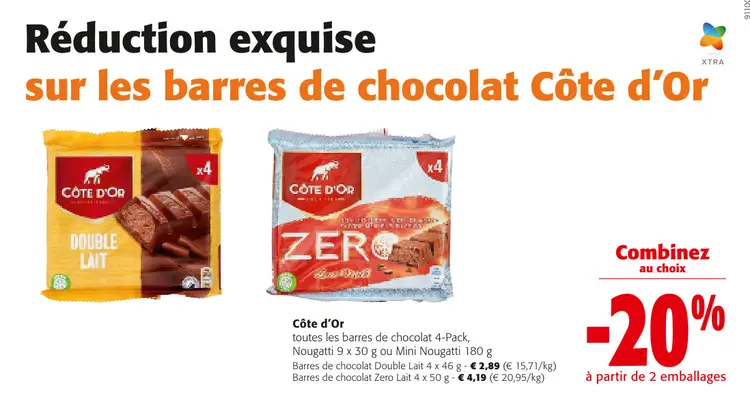 Offre: Barres de chocolat Côte d'Or