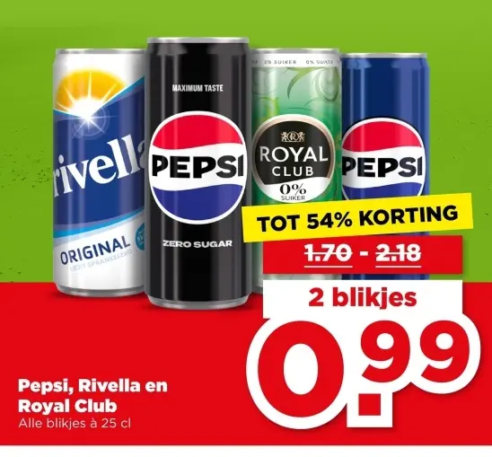 Aanbieding: Pepsi, Rivella en Royal Club