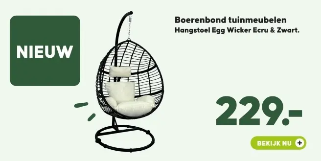 Aanbieding: Hangstoel Egg Wicker Ecru & Zwart