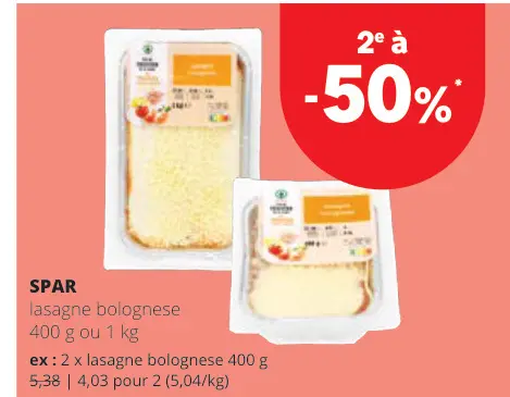Offre: lasagne bolognese