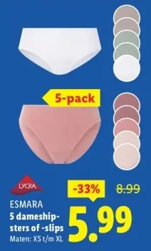 Aanbieding: 5 dameshipsters of -slips