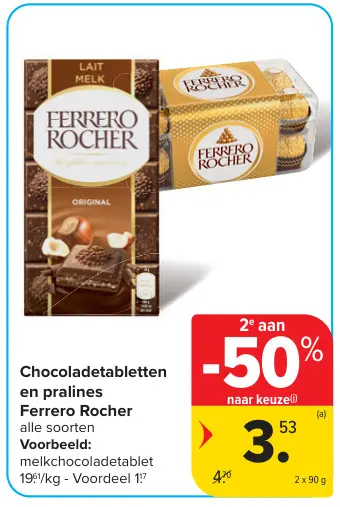 Promotie: Chocoladetabletten en pralines