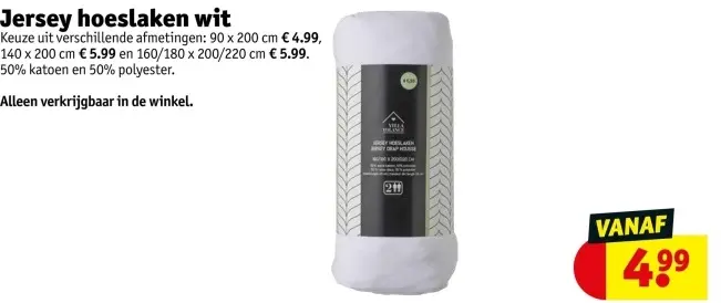 Promotie: Jersey hoeslaken wit