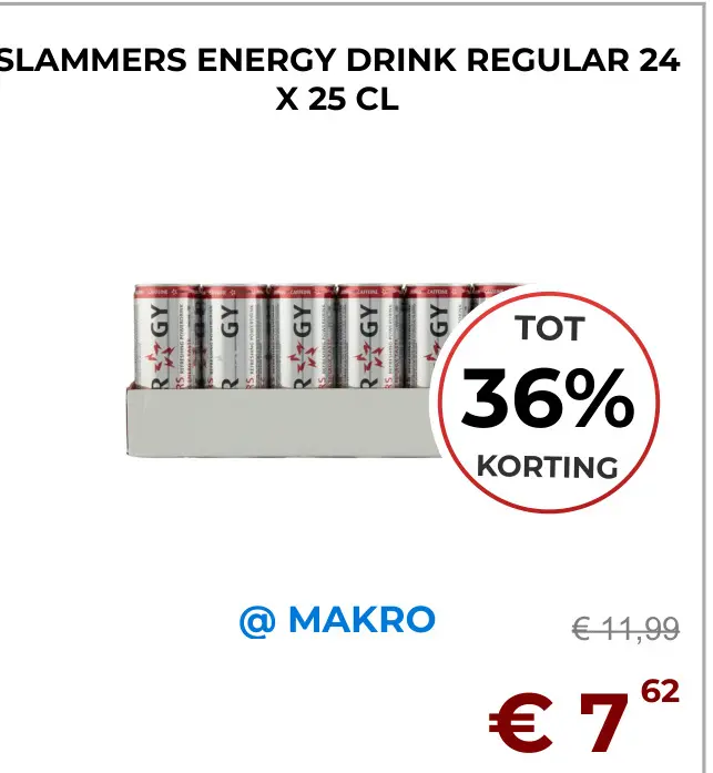 Aanbieding: SLAMMERS ENERGY DRINK REGULAR 24 X 25 CL