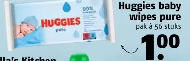 Aanbieding: Huggies baby wipes pure