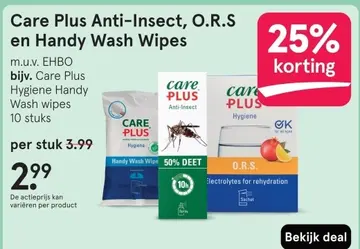Aanbieding: Care Plus Anti-Insect, O.R.S en Handy Wash Wi