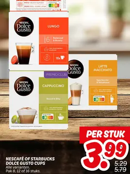 Aanbieding: Nescafé of STARBUCKS DOLCE GUSTO cups