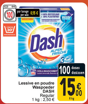 Offre: Lessive en poudre Waspoeder DASH Regular