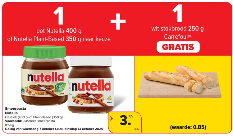 Promotie: Smeerpasta met gratis wit stokbrood