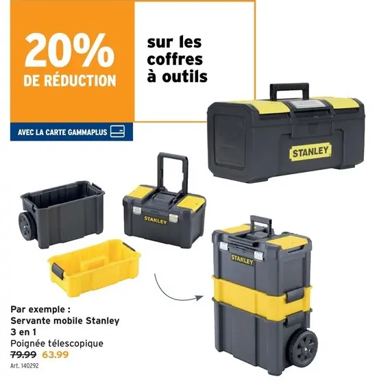Offre: Servante mobile Stanley 3 en 1