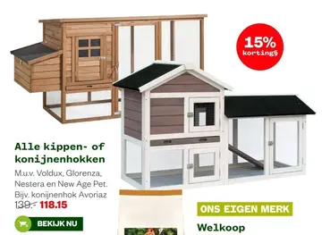 Aanbieding: Alle kippen- of konijnenhokken