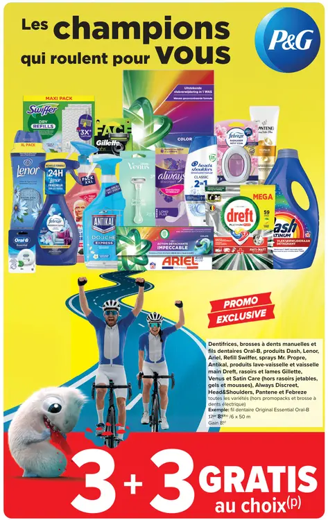Offre: Brosses à dents manuelles et fils dentaires, produits lave-vaisselle et vaiselle main, rasoirs et lames, jetables et autre produits soins