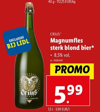 Aanbieding: CRIUS Magnumfles sterk blond bier 