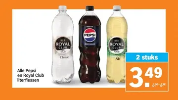 Aanbieding: Pepsi en Royal Club literflessen