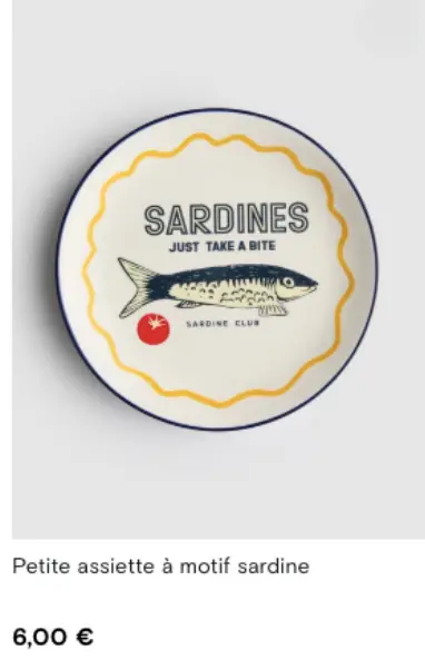 Offre: Petite assiette à motif sardine