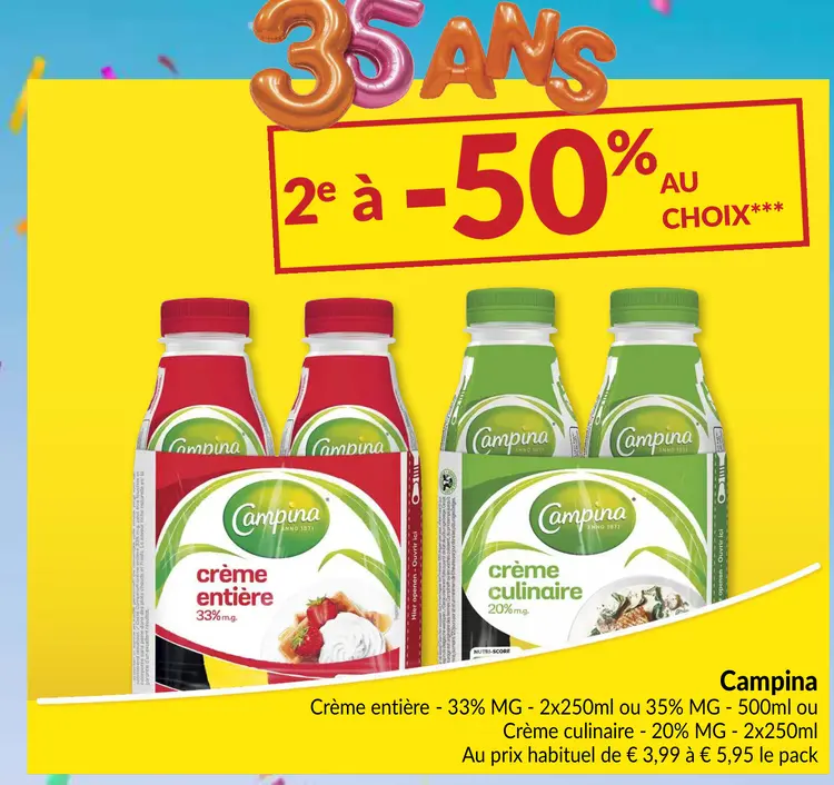 Offre: Crème entière ou crème culinaire
