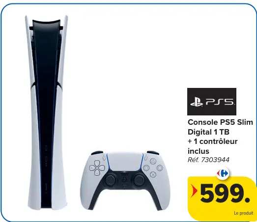 Offre: Console PS5 Slim Digital 1 TB + 1 contrôleur inclus