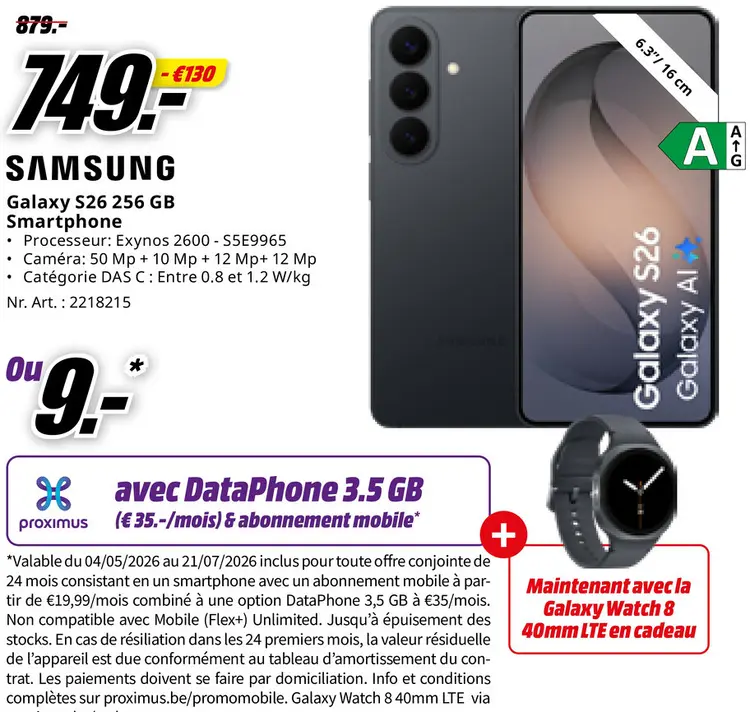 Offre: Galaxy S26 256 GB Smartphone