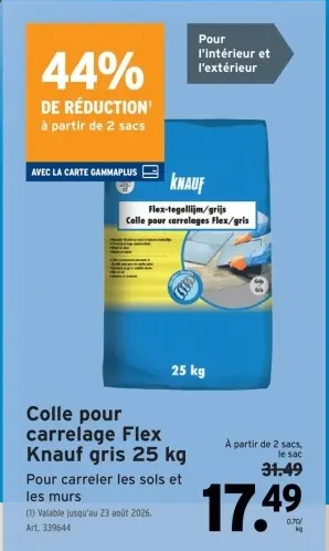 Offre: Colle pour carrelage Flex Knauf gris