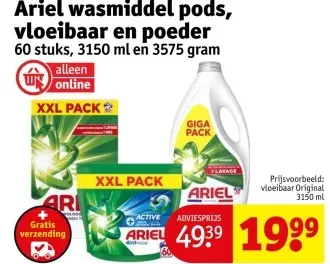Aanbieding: Ariel wasmiddel pods, vloeibaar en poeder