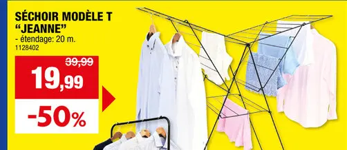 Offre: Practo Home Suzanne séchoir avec portant à  cintres 26m