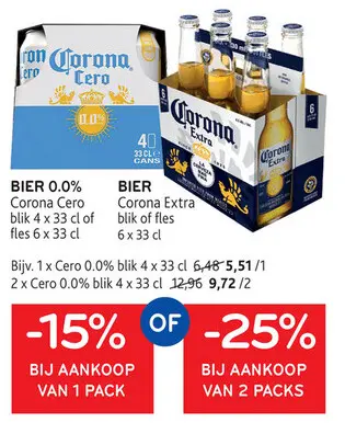 Aanbieding: Bier Corona Cero 0.0 / Corona Extra
