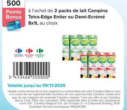 Offre: lait Tetra-Edge Entier ou Demi-Ecrémé