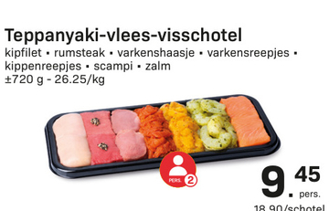 Aanbieding: Teppanyaki-vlees-visschotel