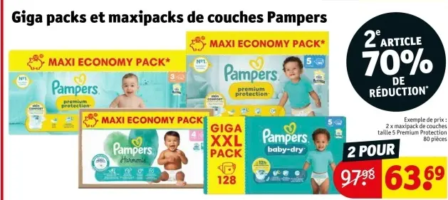 Offre: Giga packs et maxipacks de couches