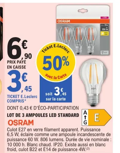 Offre: Ampoules LED standard