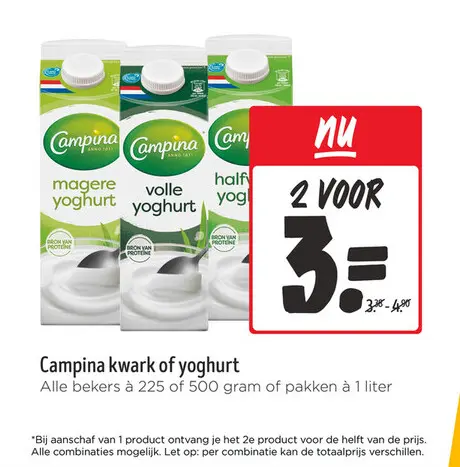 Aanbieding: Campina kwark of yoghurt