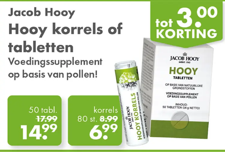 Aanbieding: Hooy korrels of tabletten