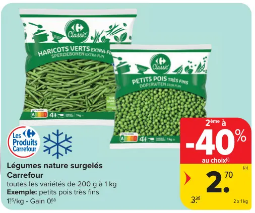 Offre: Légumes nature surgelés