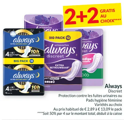 Offre: Protection contre les fuites urinaires 