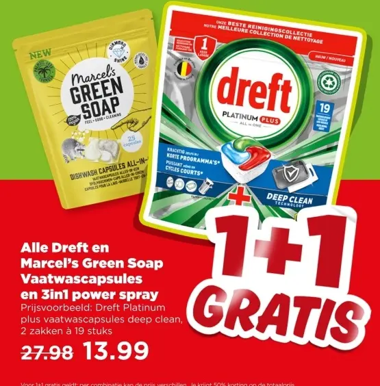 Aanbieding: Dreft en Marcel's Green Soap Vaatwascapsules en 3in1 power spray