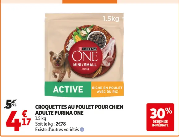 Promotie: Croquettes au poulet pour chien adulte PURINA